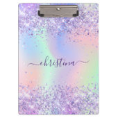 Paarse roze holografische naam klembord (Voorkant)