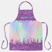 Paarse roze holografische naam schort (Voorkant)