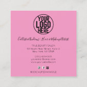 Paarse Roze Holograph Glitter Confetti Salon Squar Vierkante Visitekaartje (Achterkant)