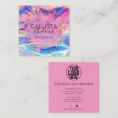 Paarse Roze Holograph Glitter Confetti Salon Squar Vierkante Visitekaartje (Voorkant / Achterkant)