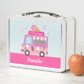 Paarse Roze Ijscoman Auto Meisjes Persoonlijk (In situ)