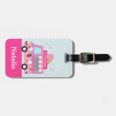 Paarse roze ijskap voor meisjes bagagelabel (Voorkant horizontaal)