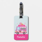 Paarse roze ijskap voor meisjes bagagelabel (Achterkant verticaal)