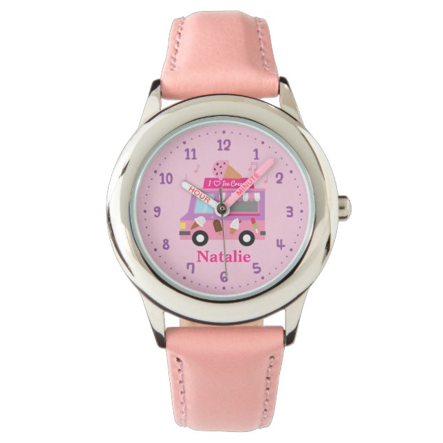 Paarse roze ijskap voor meisjes horloge (Voorkant)