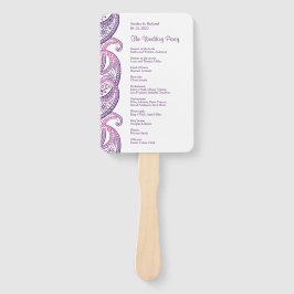 Paarse & Roze Indische Paisley Huwelijksprogramma Handwaaier