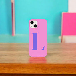 Paarse Roze Initiaal Gepersonaliseerd Monogram Ont Case-Mate iPhone 14 Hoesje