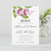 PAARSE ROZE INKT WATERVERF FLORALE ZAKELIJKE GEBEU KAART (Staand voorkant)