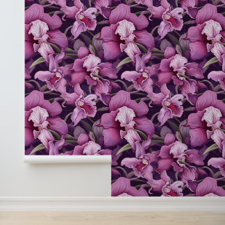 Paarse Roze Iris Bloem Schil en Sticker Behang