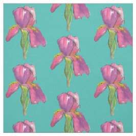 Paarse roze iris turquoise stof