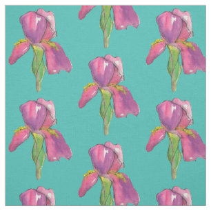 Paarse roze iris turquoise stof