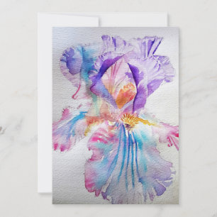 Paarse Roze Iris Waterverf Verjaardagsuitnodiging Kaart
