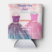 Paarse roze jurk en juweel kroon bruidsmeisje cade blikjeskoeler (Voorkant)