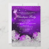 Paarse roze kerst met kristal Snowflake Kaart (Voorkant)