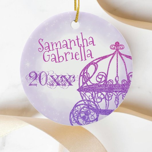 Paarse, roze kerstsierooster Quinceanera Keramisch Ornament