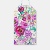 Paarse roze kleurrijke moderne Floral bruiloft Cadeaulabel (Achterkant)