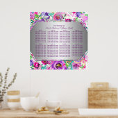 Paarse roze kleurrijke moderne Floral Poster (Keuken)