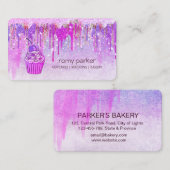 Paarse roze koekjes voor thuisbakkerij Droog Visitekaartje (Voorkant / Achterkant)
