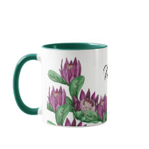 Paarse Roze Koning Protea Aquarel Handgeschilderd