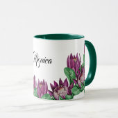 Paarse Roze Koning Protea Waterverf Handgeschilder Mok (Voorkant rechts)