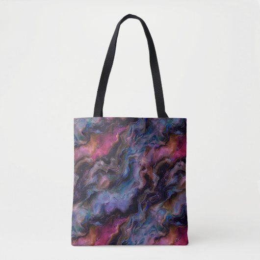 Paarse Roze Kosmisch Marmer Tote Bag (Voorkant)
