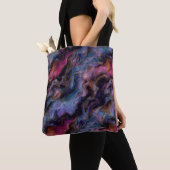 Paarse Roze Kosmisch Marmer Tote Bag (Dichtbij)