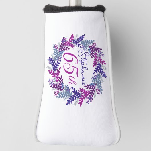 Paarse Roze Krans 65e Verjaardags Putter Golfheadcover (Draai 90)