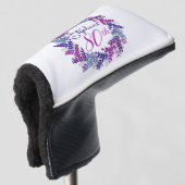 Paarse Roze Krans 80ste Verjaardag Putter Golfheadcover (3/4 voorkant)