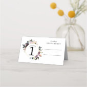 Paarse roze krans bruiloft gevouwen plaats kaart plaatskaartje (Voorkant)