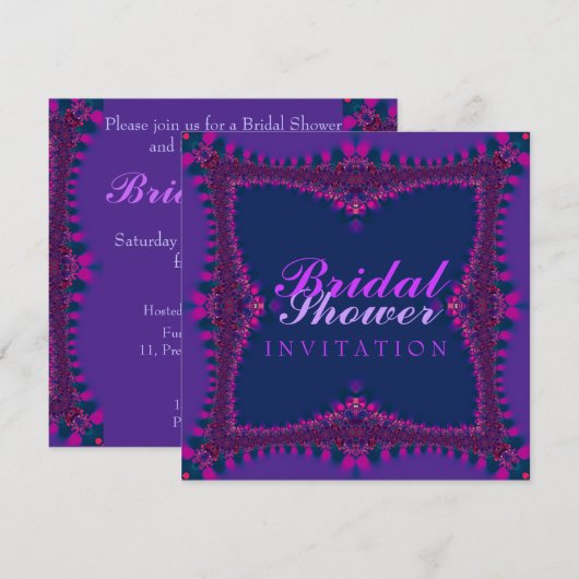 Paarse Roze Lace Bridal Shower Kaart (Voorkant / Achterkant)