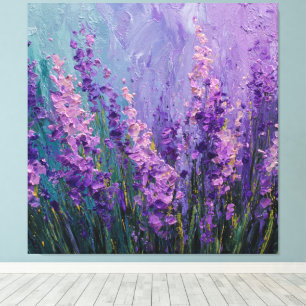 Paarse Roze Lavendel Bloemenveld Abstracte Muur Canvas Afdruk