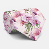 Paarse Roze Lavendel Pastel Orchideeën Stropdas (Opgerold)