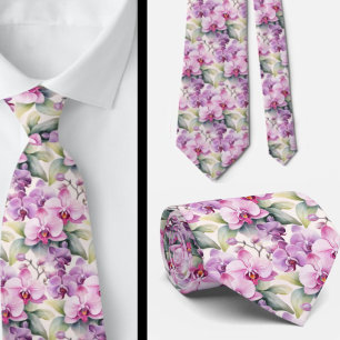 Paarse Roze Lavendel Regenboog Pastel Orchideeën Stropdas