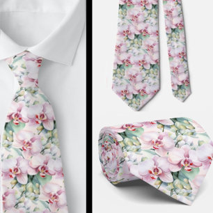 Paarse Roze Lavendel Regenboog Pastel Orchideeën Stropdas