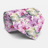 Paarse Roze Lavendel Regenboog Pastelorchideeën Stropdas (Opgerold)