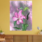 Paarse Roze Lelie Bloemen Canvas Print (Insitu (Woonkamer))