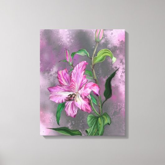 Paarse Roze Lelie Bloemen Canvas Print (Voorkant)