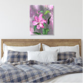 Paarse Roze Lelie Bloemen Canvas Print (Insitu (Slaapkamer))