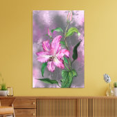 Paarse Roze Lelie Bloemen Canvasprint Canvas Afdruk (Insitu (Woonkamer))