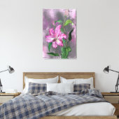 Paarse Roze Lelie Bloemen Canvasprint Canvas Afdruk (Insitu (Slaapkamer))