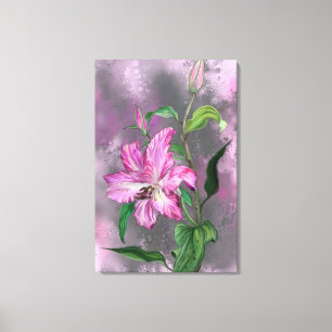 Paarse Roze Lelie Bloemen Canvasprint Canvas Afdruk
