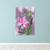 Paarse Roze Lelie Bloemen Canvasprint Canvas Afdruk (Insitu (Houten vloer))