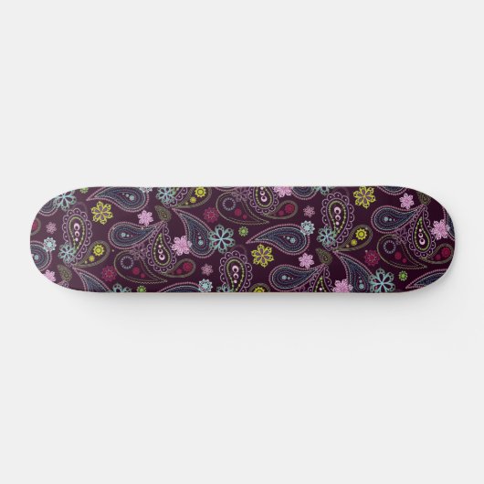 Paarse roze lichtblauwe Indische Floral Paisley Ar Persoonlijk Skateboard (Horizontaal)