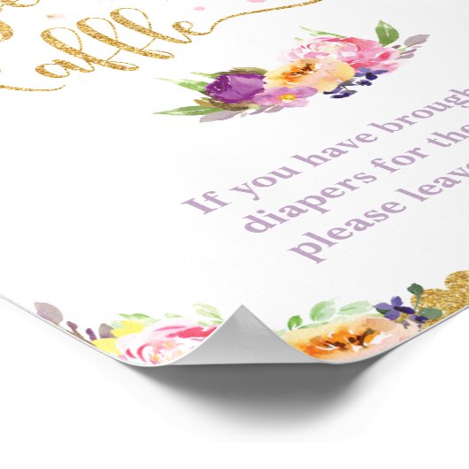 Paarse roze lichte Baby met luierafdruk Poster (Hoek)