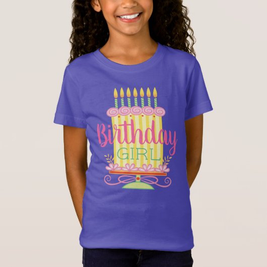 Paarse roze lief grillig verjaardagsmeisje t-shirt (Voorkant)