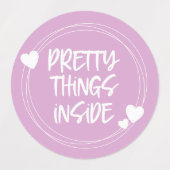 Paarse roze Lila harten  dingen binnen Labels (Design 2)