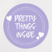 Paarse roze Lila harten  dingen binnen Labels (Design 1)