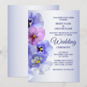 Paarse roze Lila Pansy Floral Rustic Wedding Kaart (Voorkant / Achterkant)