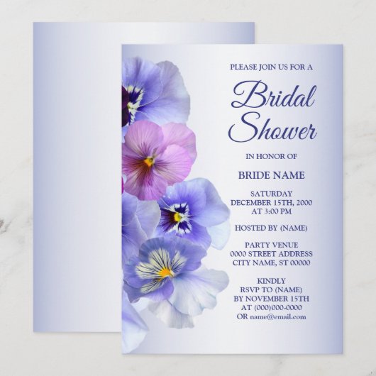 Paarse roze Lila Pansy Floral Vrijgezellenfeest Pa Kaart (Voorkant / Achterkant)
