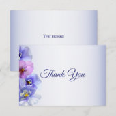 Paarse roze Lila Pansy Floral Wedding Bedankkaart (Voorkant / Achterkant)