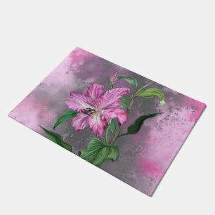 Paarse roze Lily Flower Doormat Painting Deurmat